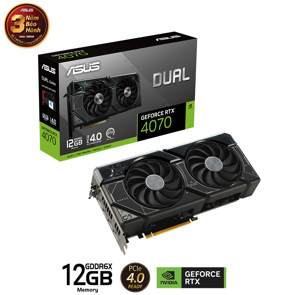 Card màn hình Asus DUAL RTX 4070-12G GDDR6X Card màn hình Asus DUAL RTX 4070-12G GDDR6X