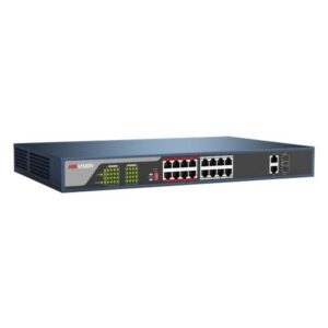 Switch mạng 16 cổng PoE 100M, 2 cổng uplink 1000M Hikvision DS-3E0318P-E(B)