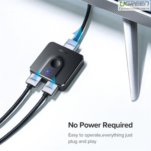 Bộ chuyển mạch HDMI 2 vào 1 ra (Hỗ trợ 2 chiều) chính hãng Ugreen 50966 cao cấp