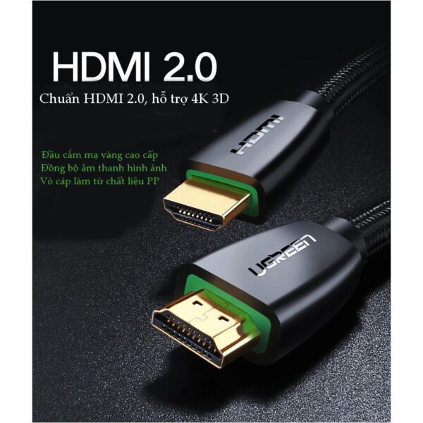 Cáp HDMI 2.0 dài 1,5m hỗ trợ full HD 4Kx2K chính hãng Ugreen 40409 cao cấp